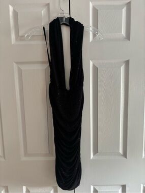 Abyss By Abby Black Sparkle Strapless Ruched Dress